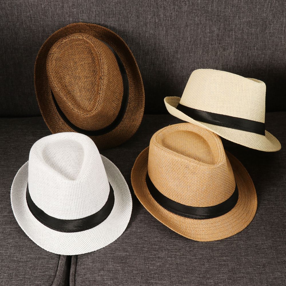 Mode Strand Zonnepet Zomer Brede Rand Stro Panama Cap Casual Jazz Jurk Hoed Cowboy Fedora Hoed Gangster Cap Unisex