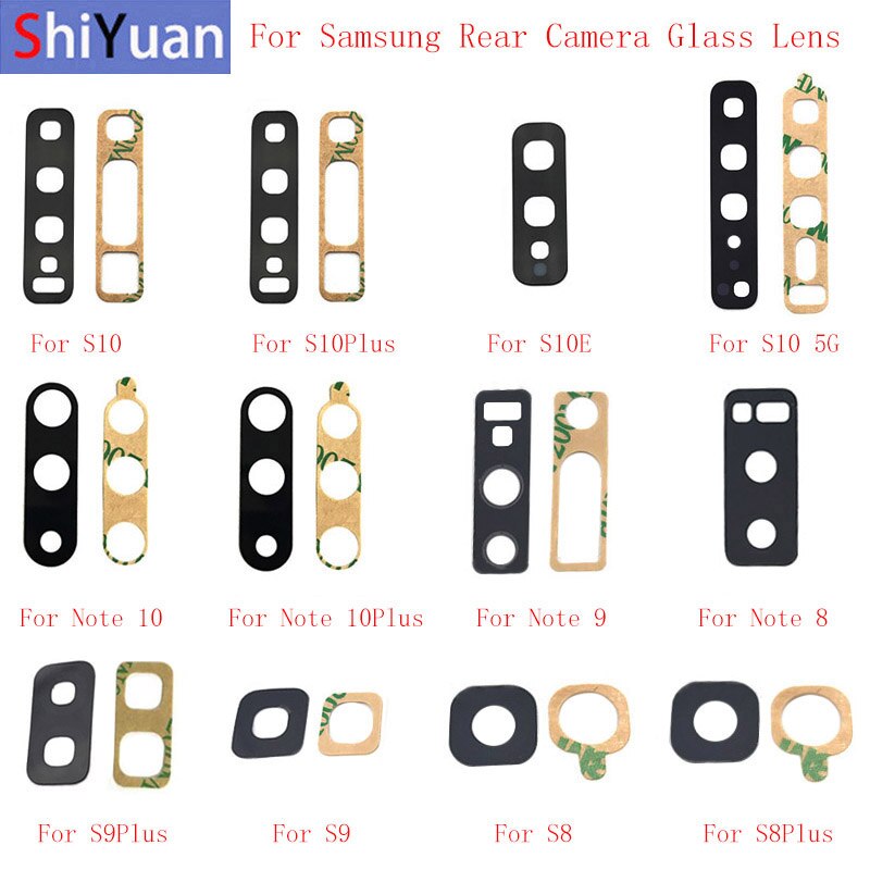 10Pcs Back Rear Camera Lens Glas Vervanging Voor Samsung S10 S10 Plus S10E S10 5G Note 10 Note 9 Note 8 Reparatie Onderdelen