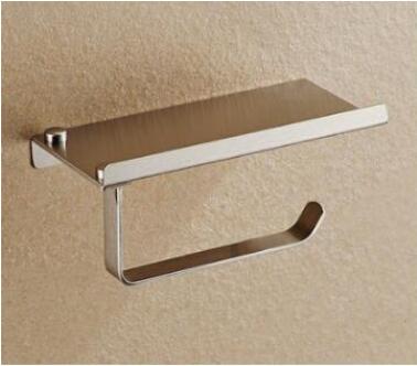 Stainless Steel Bathroom Paper Phone Holder with Shelf Bathroom Mobile Phones Gold Towel Rack Toilet Paper Holder Tissue Boxes: nickel