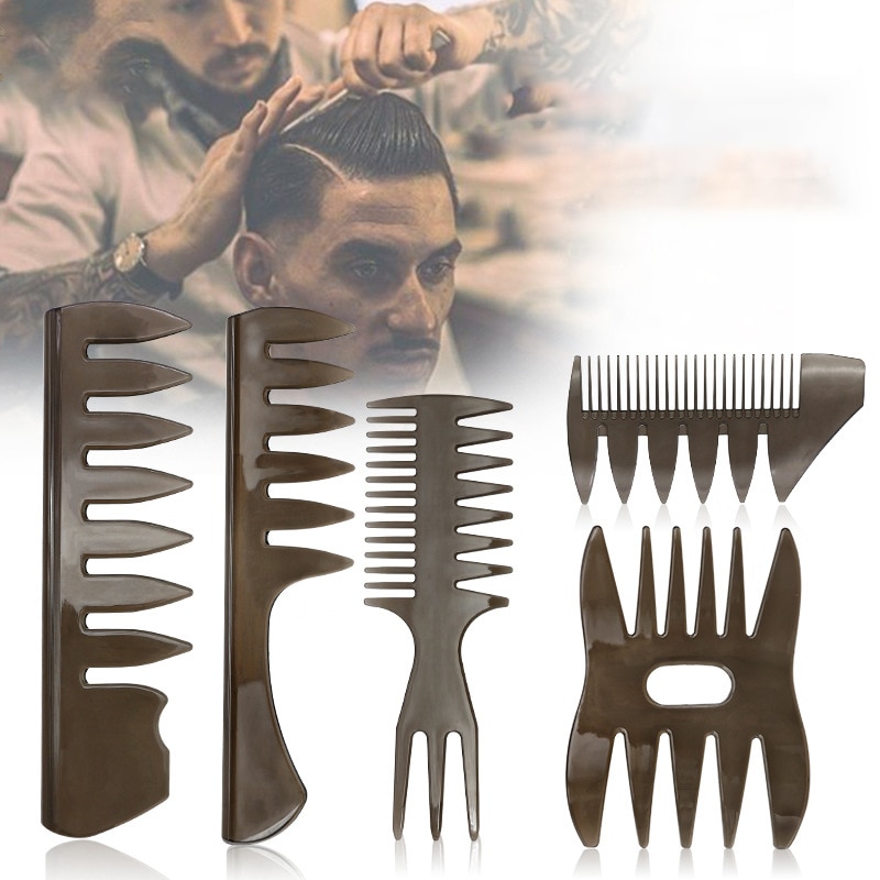 1 pièces poignée poignée grande dent démêlant cheveux bouclés peigne tête arrière style barbe huile peigne hommes coiffure Large dents peigne