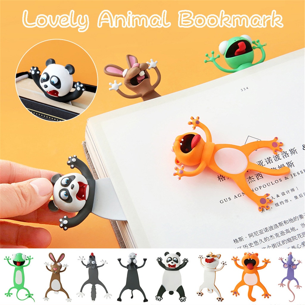 Cartoon Dier Bladwijzer Creatieve 3d Stereo Bookmark Leuke Marker Kawaii Kat Panda Bookmark Van Pagina 'S Kids School