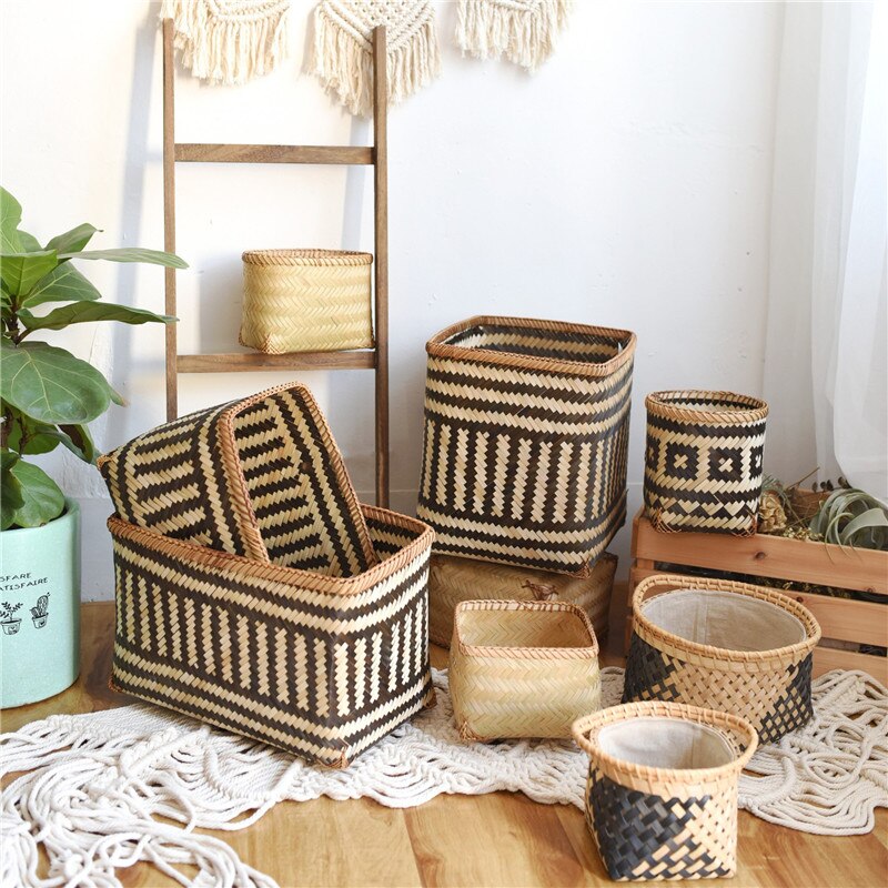 Afrykańnarty element tkane z bambusa kosze robić przechowywania doniczka dekoracyjna etniczne przechowywanie rozmaitości wiadro na przechowywanie w domu i organizator
