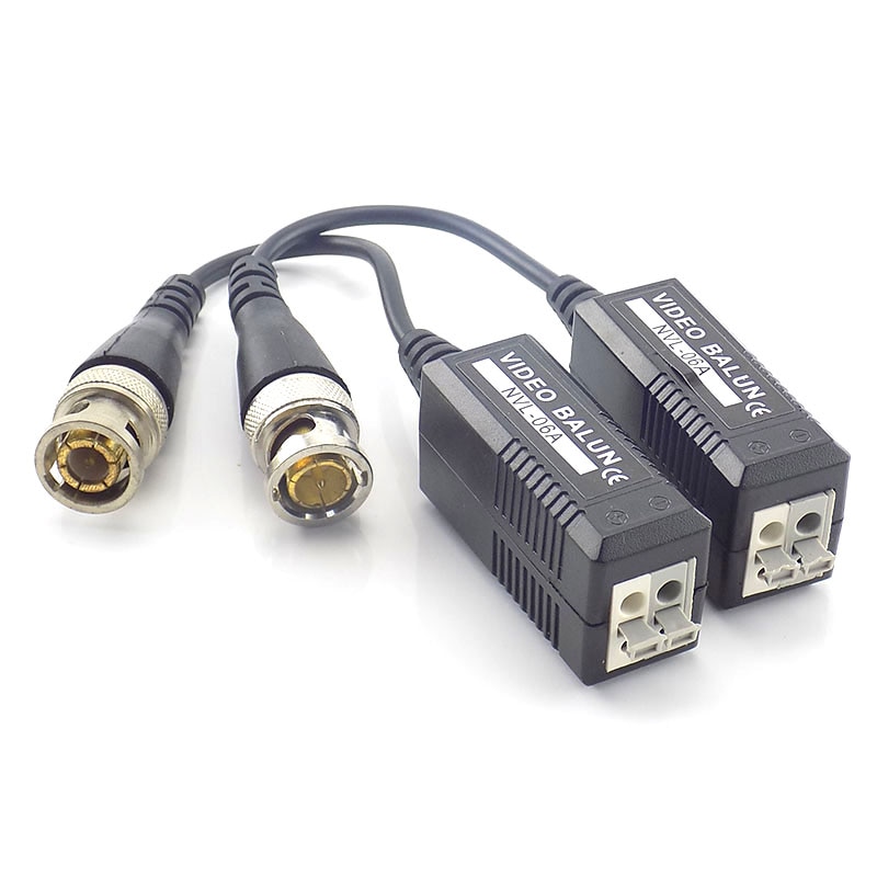 2 Stuks/1 Paar Cctv Video Balun Twisted Video Transceiver Utp Bnc Balun 2000Ft Met Bnc Kabel Bnc Connector voor Security Camera