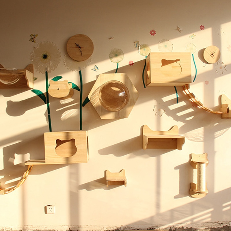 Wooden Cat Climbing Frame Furniture Protect Sisal Cat Kitten Scratch Board Pad Interactive Toy Pet Cat Kitten Claw Care Product