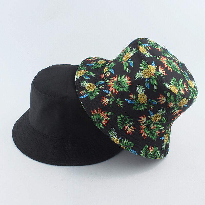 Chapeau seau imprimé Fruits fraise Kiwi ananas, pour femmes, chapeaux de soleil d&#39;été pour hommes, casquette de pêcheur Hip Hop Panama Gorros: pineapple 1