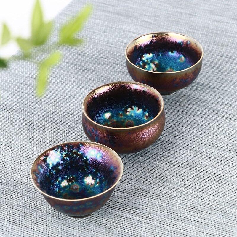Tianmu Glaze Kiln Seven Color Peacock Tea Bowl Owner Teacup Hat Single Cup Jianzhan Meditation Cup Kung Fu Cup