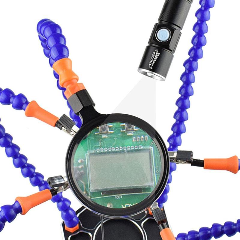 Helping Hands Third Hand Soldering Tool 6 Flexible Arms Six Arm Soldering Station With Swiveling Alligator Clip