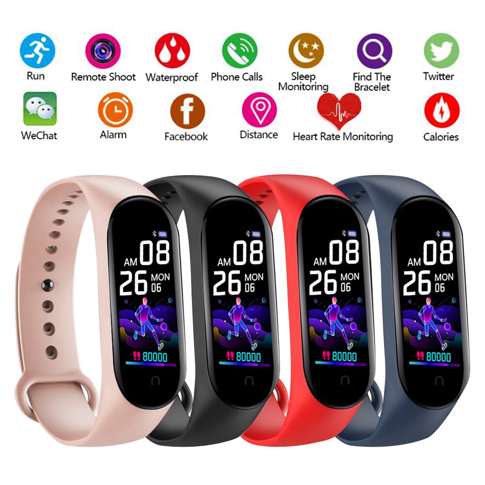 M5 Smart Armband Smarthwatch IP67 Waterdicht Smart Horloge Polsbandje Bloeddruk Horloge Tracker Call Hartslag Bluetooth Band