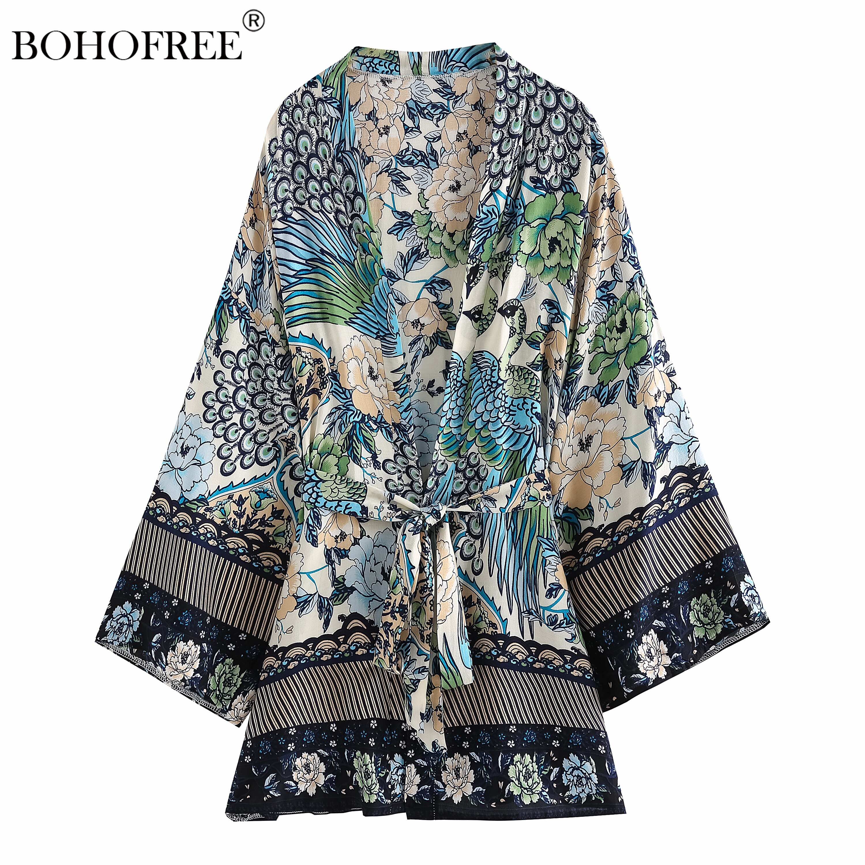 LeofL Vrouwen Zomer Kimono - Borduurwerk Caftan, Badjas, Cover-Up, Een Maat, Zwart Boho