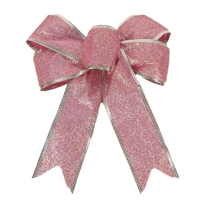 5Pcs 22*21cm Large Festival Bows Christmas Tree Bowknot Ornaments Party Xmas Decoration: Pink