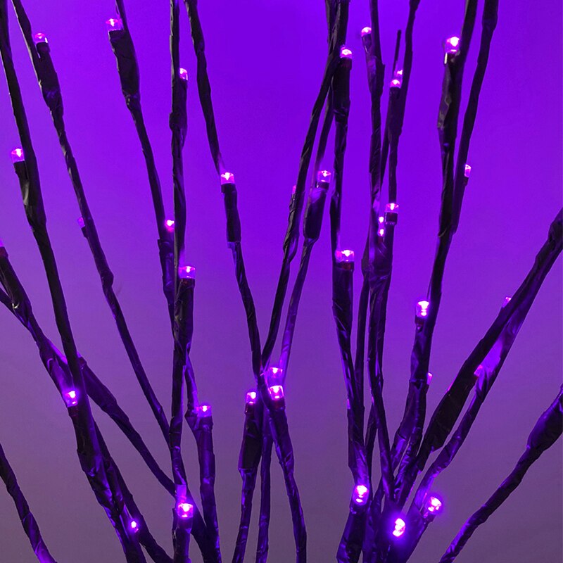 Gren lys 20 led kvist træ lys fleksibel pil oplyst gren til indendørs butiksvinduer vase bord stue 75cm lang: Lilla