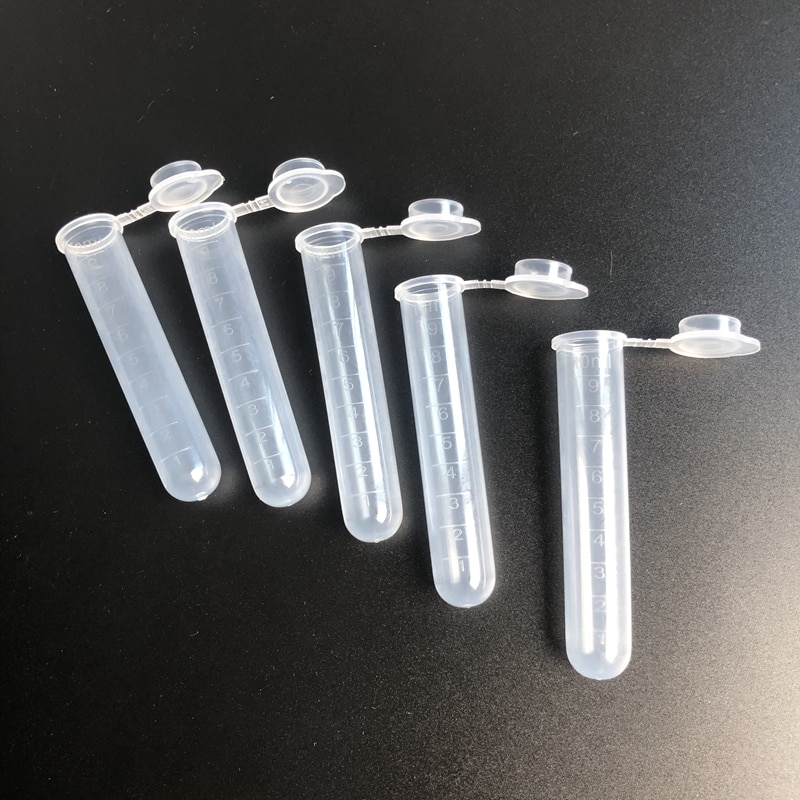 200pcs 10ml Plastic round bottom centrifuge tube with scale, Lab Sample culture tube with joint cover