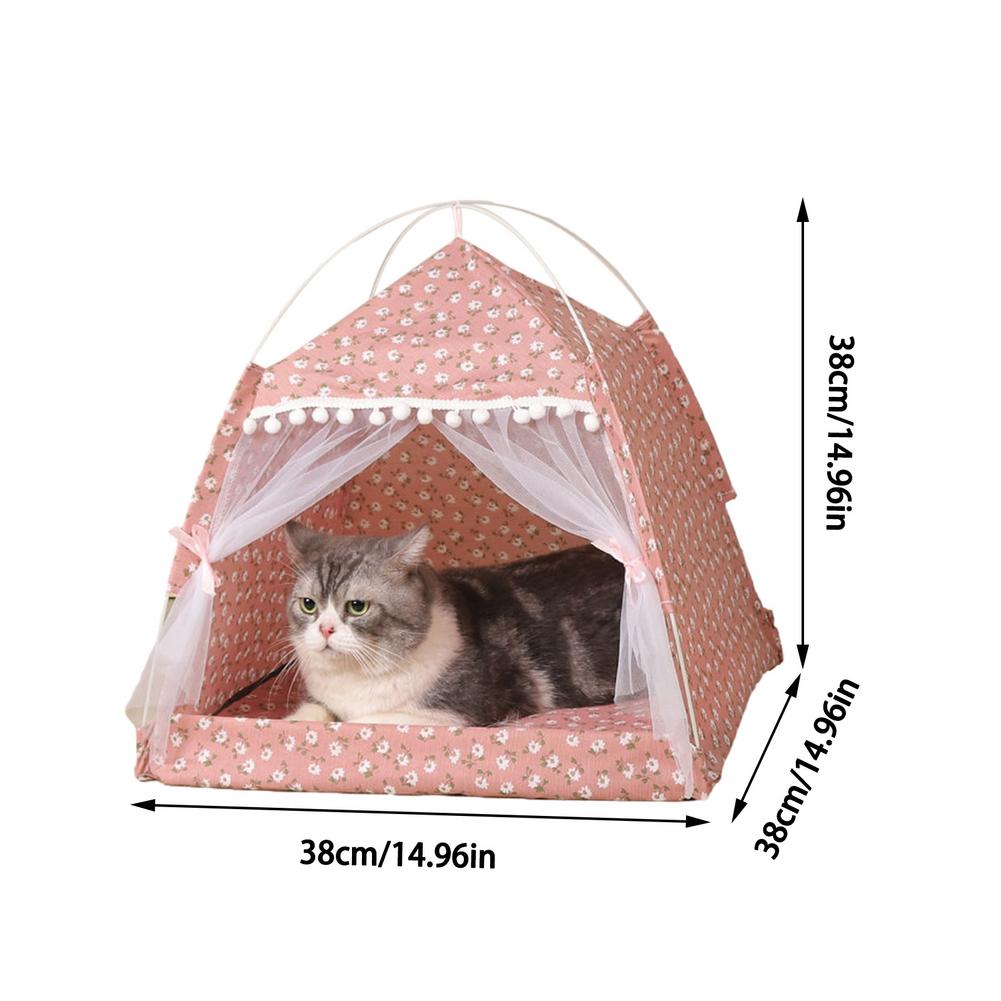 Cat Nest Semi-Enclosed Cat Tent Pet Hut Shelter With Screen Door