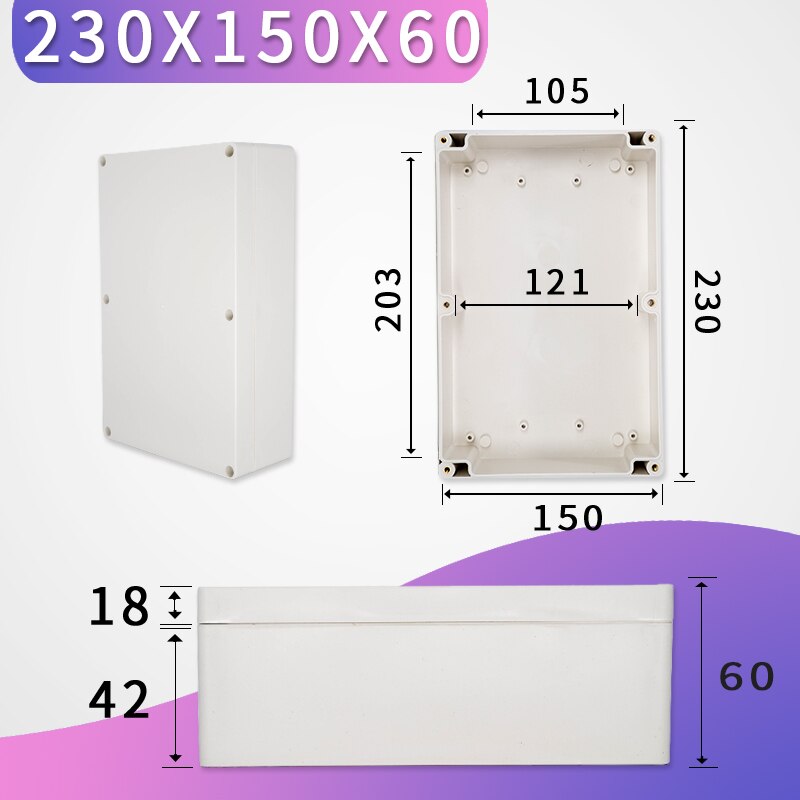 Outdoor Waterproof Case Enclosure Plastic Box Electronic Project Case Waterproof Junction Box for Electronics: 230-150-60