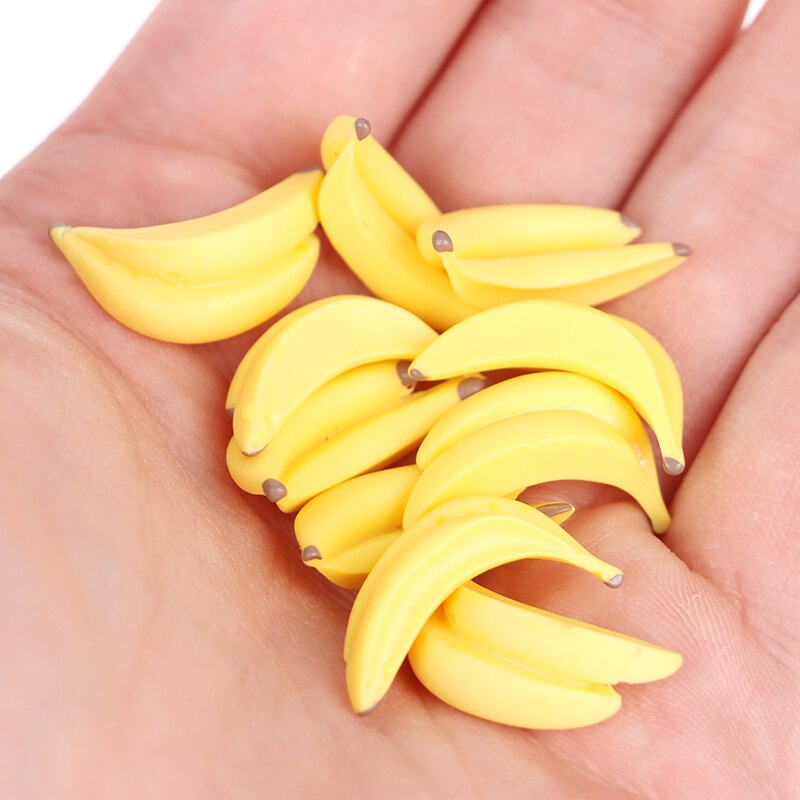 10Pcs Kawaii Diy Versiering Accessoires Hars Kunstmatige Nep Miniatuur Fruit Banaan Play Poppenhuis Speelgoed Decoratieve Craft