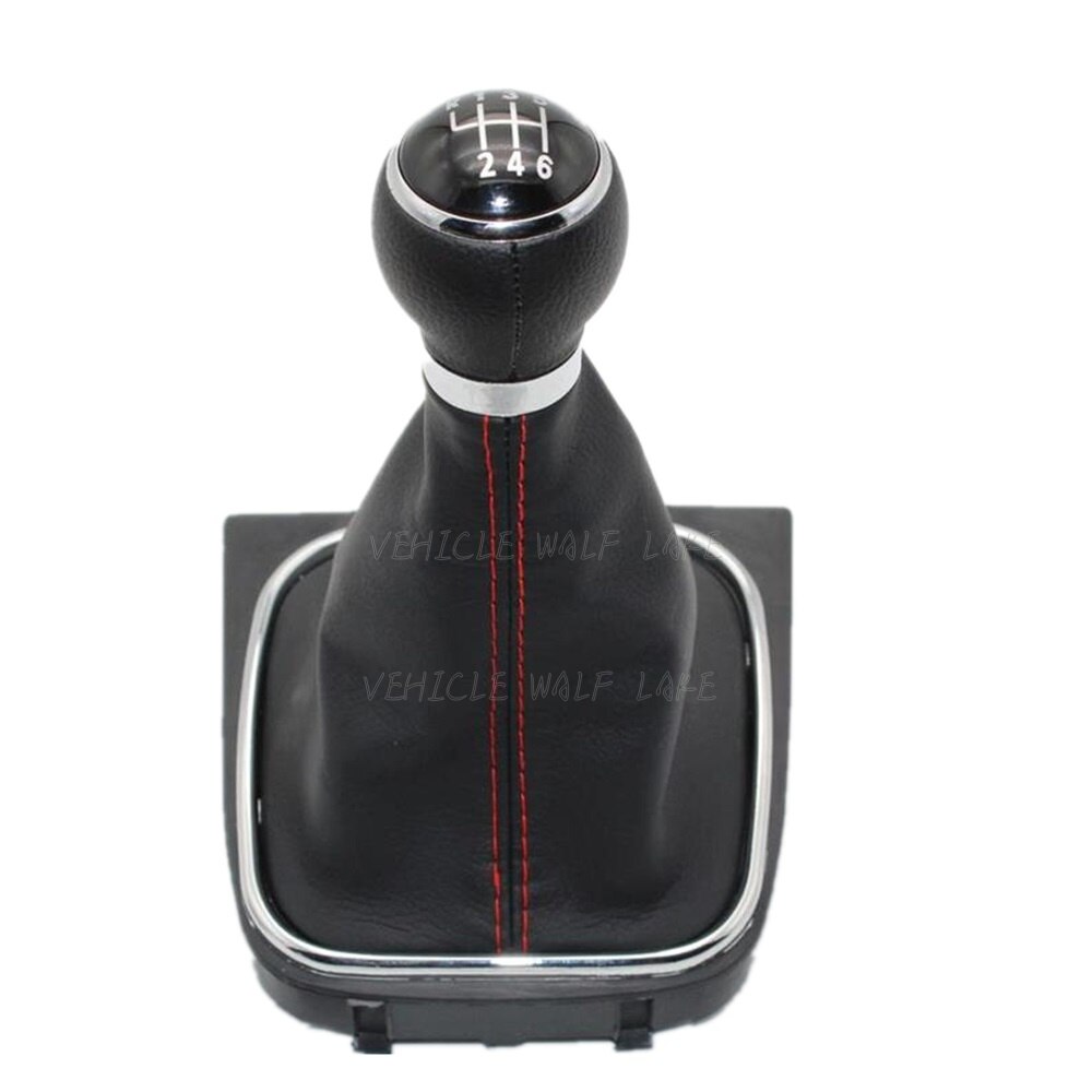 For VW Scirocco Car-Stying 6 Speed Car Stick Gear Shift Knob With Leather Boot: Red
