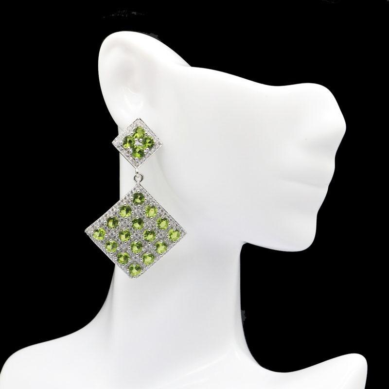 51X32 Mm Awesome Lange Big Gemaakt 12G Groene Peridot White Cz Voor Zus Zilveren Oorbellen