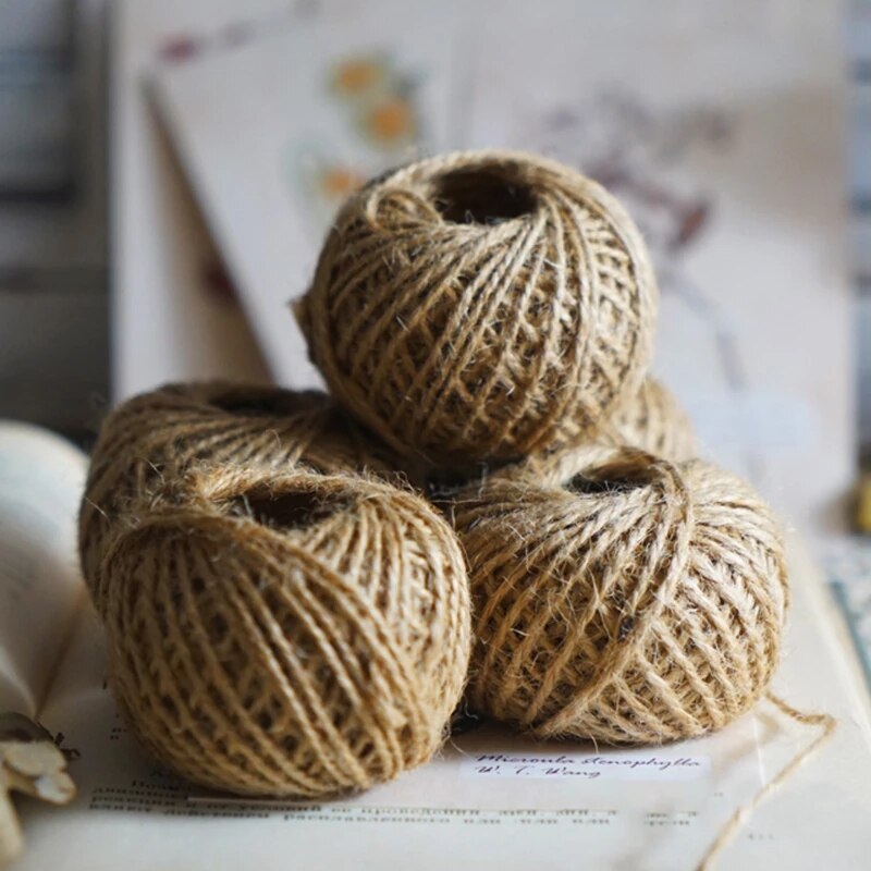 30M/Roll Natural Burlap Hessian Jute Twine Cord Hemp Rope Party Valentine Wrapping Cords Thread DIY Packaging Supplies