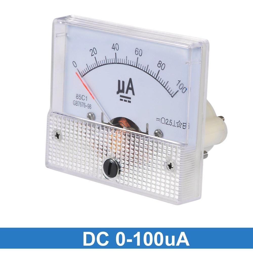 85C1 Micro-ampe100uA 200uA 500uA Pointer DC Analog Current Panel Meter DC 50uA Ammeter for Circuit Testing Ampere Tester Gauge