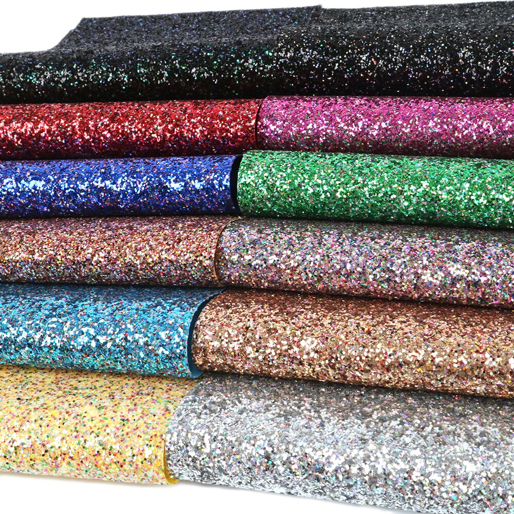 20*34cm Solid Color Chunky Glitter Faux Leather Fabric Sheets,DIY Handmade Materials For Making Projects,1Yc8030