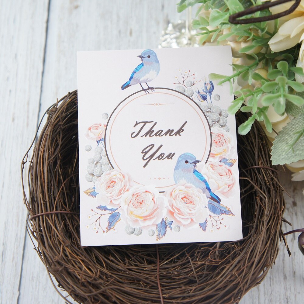 multi-use 50pcs Mini thank you bird sing song Card Scrapbooking party invitation cards valentine Christmas wedding Scrapbooking