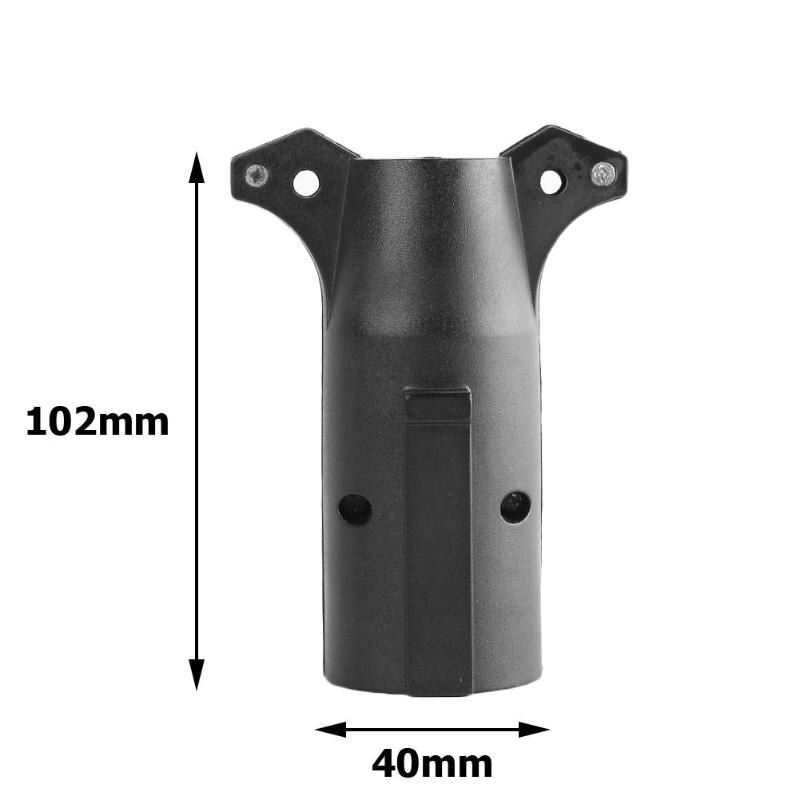 7 Way RV Blade to 6 Way Round Trailer Wiring Plug Adapter Light Connector Black Rubber Metal Material 72*62*55mm Accessories