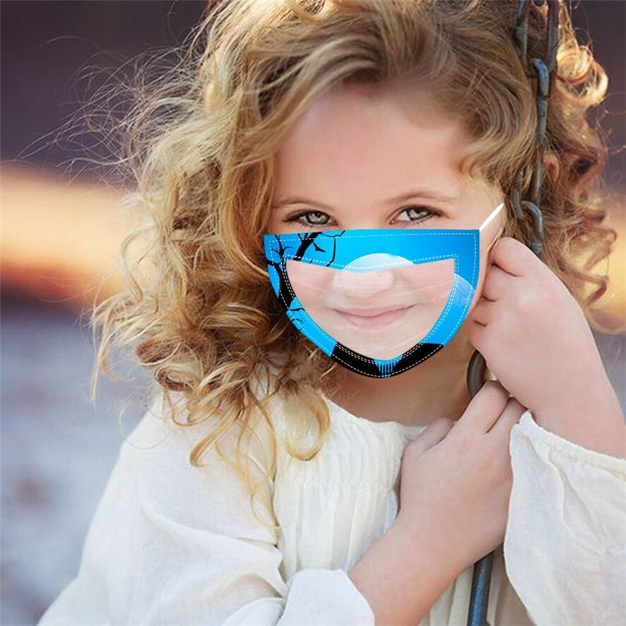 Outdoor Shield Washable Reusable Faces Protection Kids Halloween Cartoon Smile Clear Mouth Expression Lip Reading Face ma$k: BU