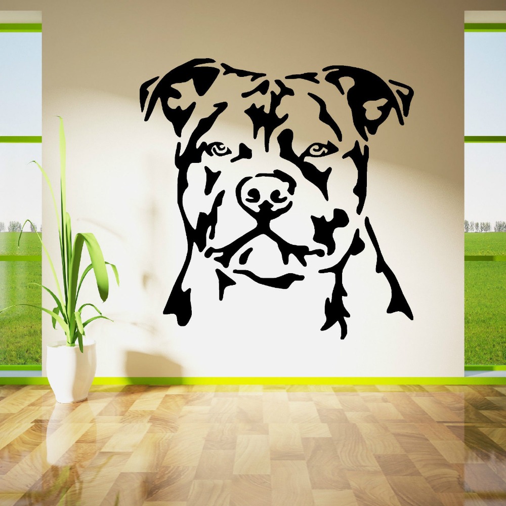 STAFFORDSHIRE BULL TERRIER DOG vinyl wall art sticker decal STAFFY Boy Kids Bedroom Living Room Home Decor Wallpaper Mural D387