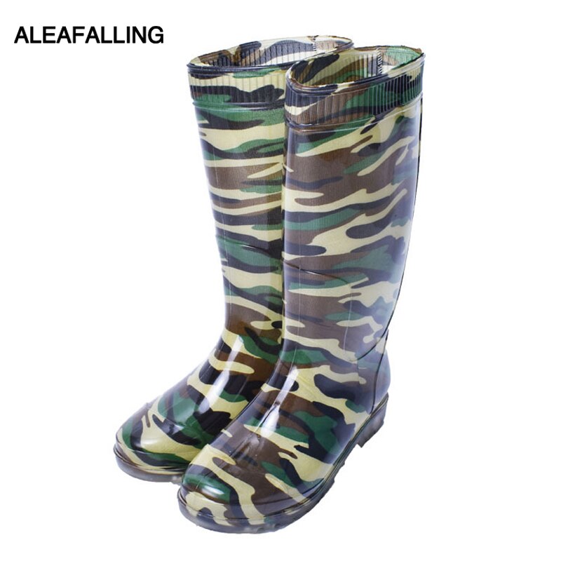 Aleafalling waterproof rain boots labor shoes graffiti men rainproof workplace rubber knee high tube boots slip on botas m73