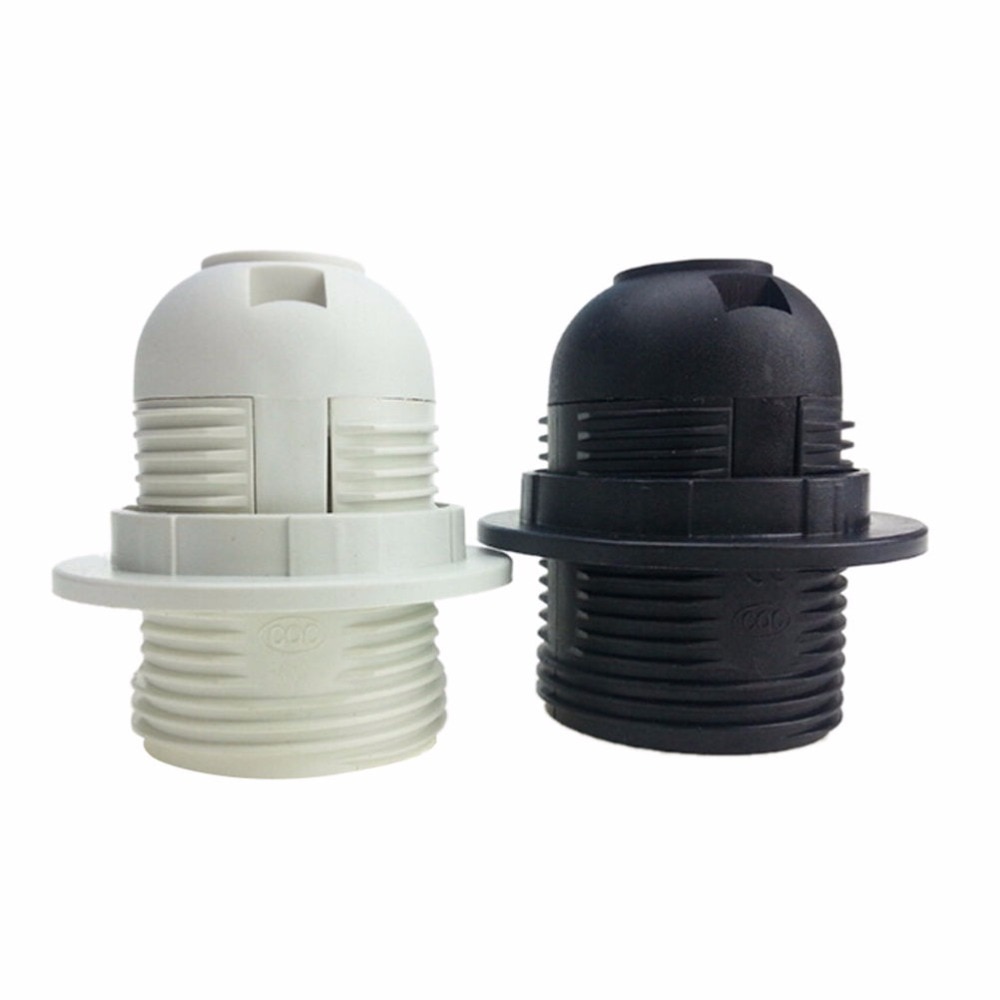 1 Pc 250V 4A E27 Gloeilamp Base Plastic Volledige Schroef Lamphouder Hanger Socket Lampenkap Ring Voor E27 gloeilamp Wit Zwart