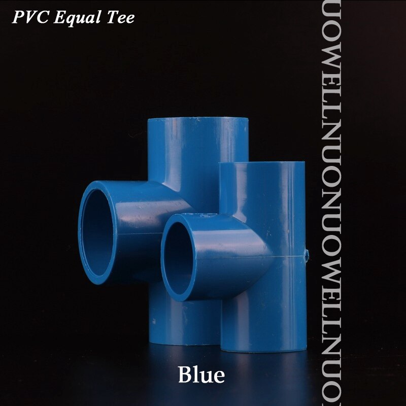 2Pcs PVC Pipe Connector 20 25 32 40mm Garden Irrigation Equal tee Three Way Fish Tank Supplies Aquarium Water Pipe Fittings: 32mm / Blue