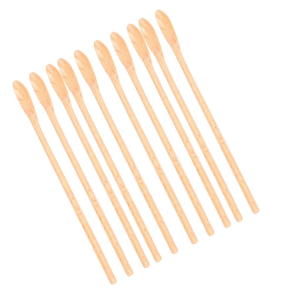10Pcs Houten Roeren Lepel Creatieve Honing Scoop Mengen Stok Servies Voor Koken Honing Thee Koffie (Bruin): White