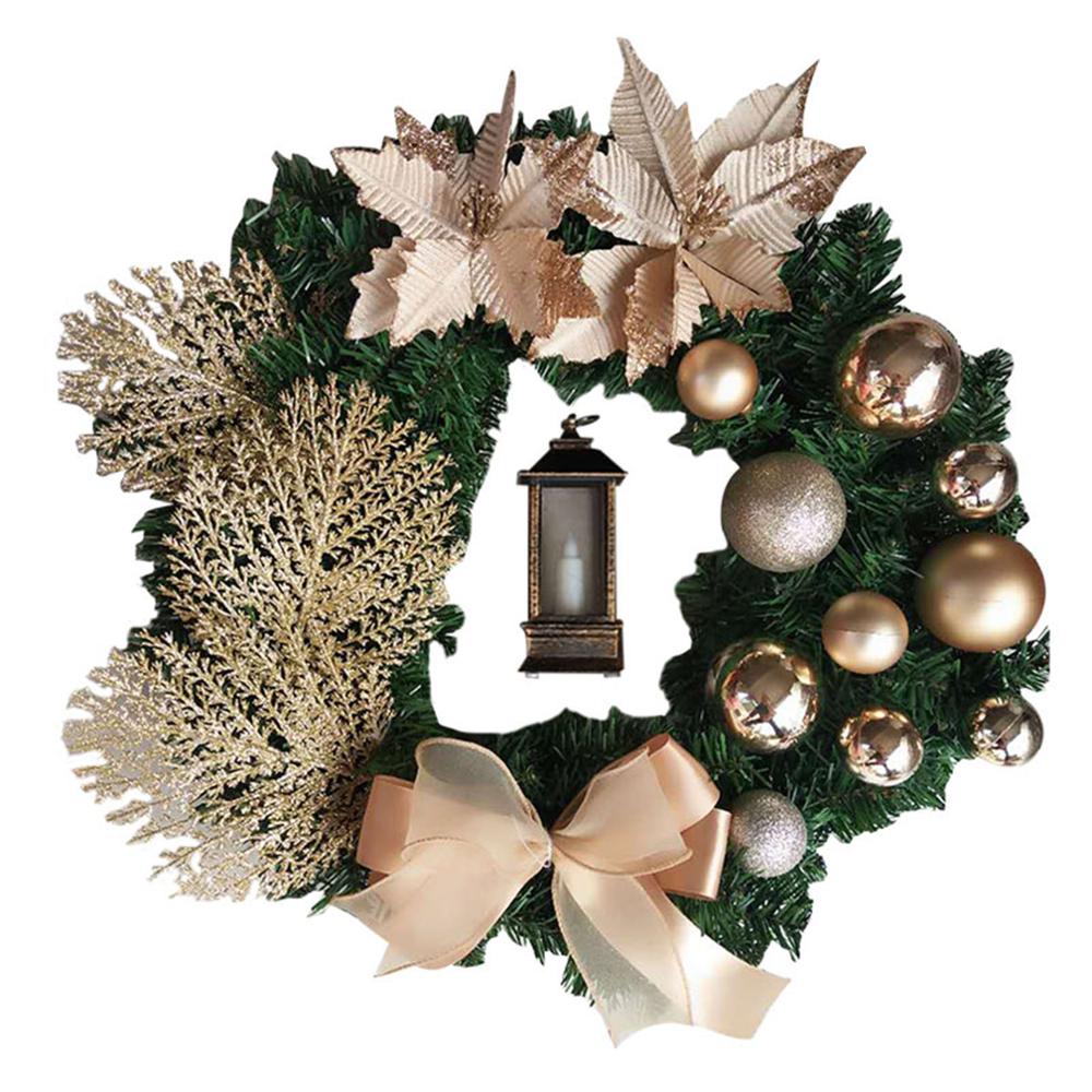 Corona de navidad roja de 40CM, corona de champán dorada para Navidad, decoración de adorno de ventana puerta o pared LBShipping: Champagne Gold / 40 cm
