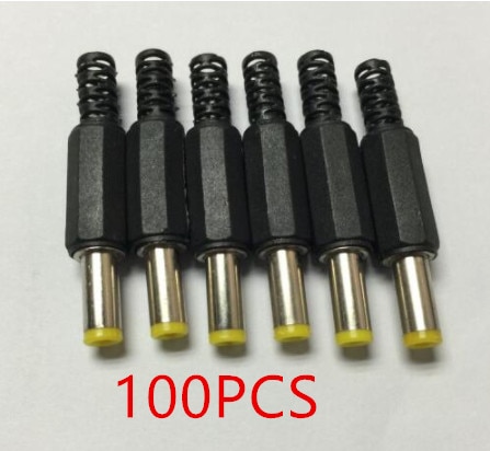 100 pièces 5.5mm x 2.5mm DC Puissance Fiches Mâle Baril Connecteurs Noir