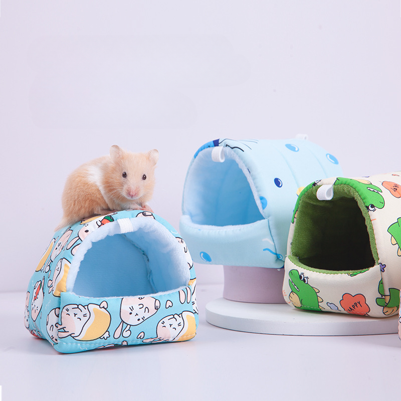 Warm Winter Hamster Nest Cute Cartoon Rabbit Squirrel Mini Cage Guinea Pig Nest Comfortable Small Animal Mice Rat Sleeping Bed