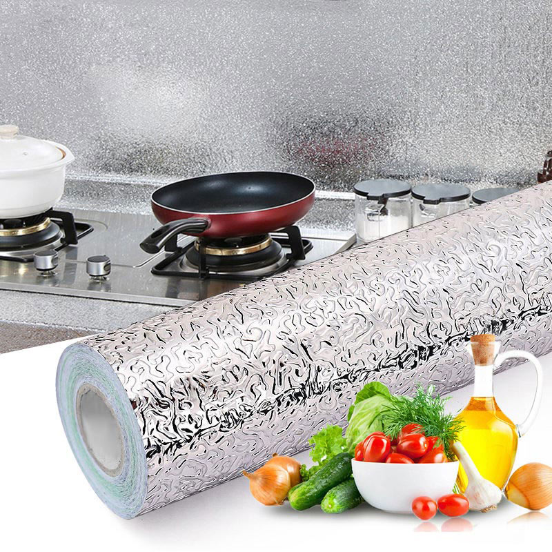 Waterdichte oliebestendige aluminiumfolie sticker zelfklevend behang keukenfornuis muurstickers  tn99
