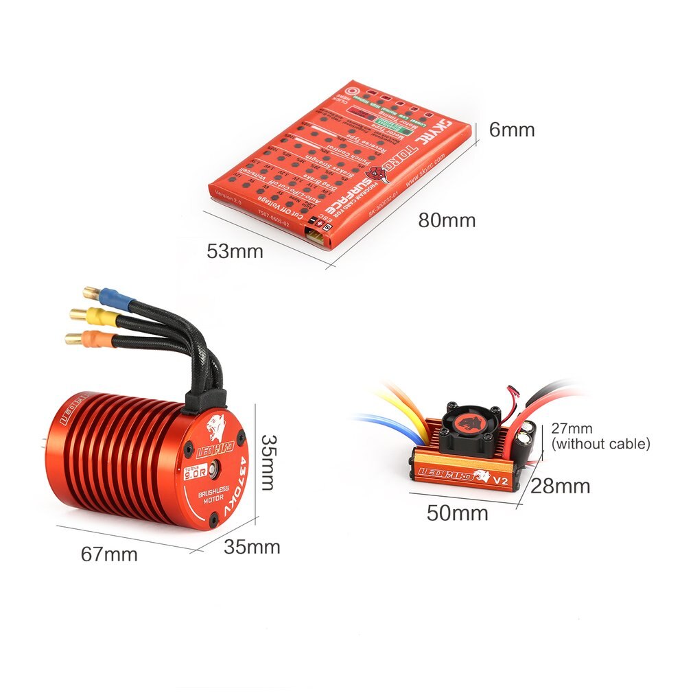 SKYRC SK-300042-02 9T 4370KV Brushless Motor 60A Brushless ESC Programming Card Combo Set for 1/10 RC Car Truck