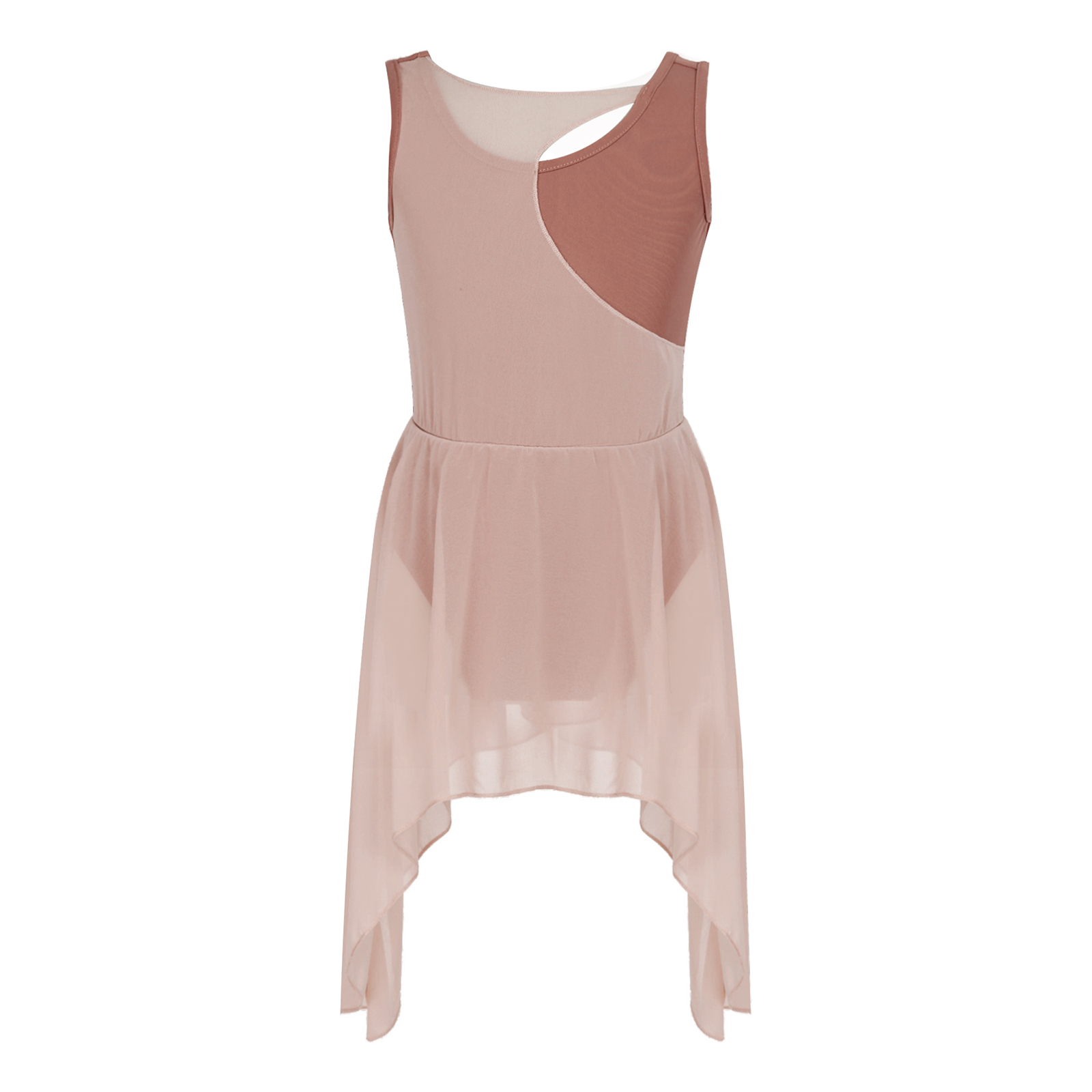 Kid Meisjes Ballet Dans Turnpakje Jurk Mouwloos Ruches Chiffon Lijfje Gekooide Rug Gymnastiek Kunstschaatsen Lyrische Dans Kostuum