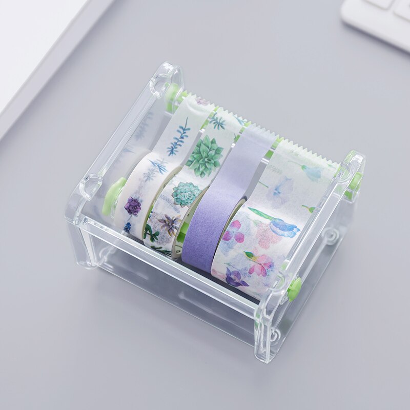 Transparent Adhesive Tape Dispenser Japanese Stationery Masking Tape Cutter Washi Tape Storage Organizer School Supply