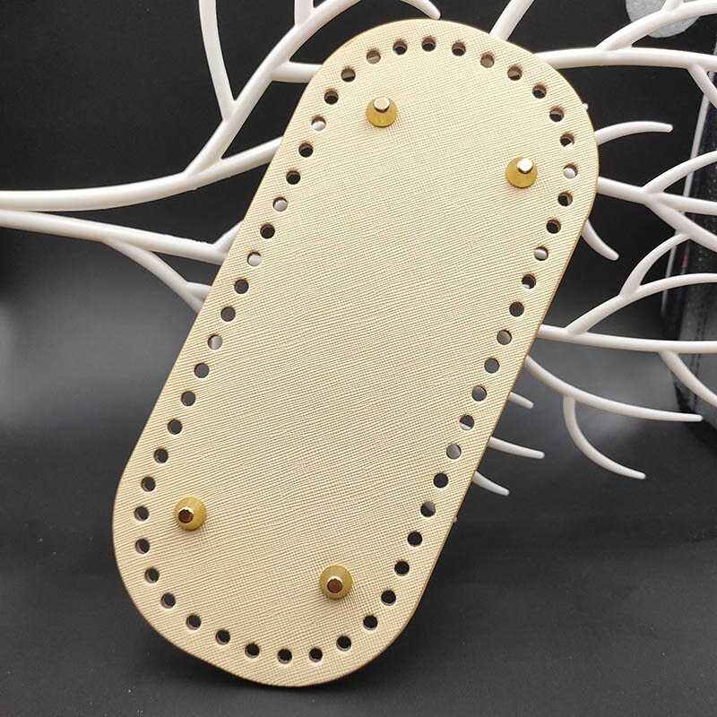 Owalne długie dno do torby z dzianiny PU skórzane akcesoria do toreb ręcznie dno z 52 otworami DIY torba szydełkowa dno 22x10cm: 10
