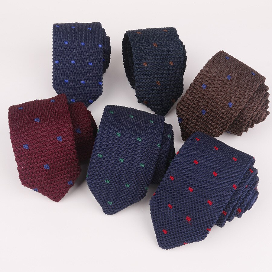 Multi-Gekleurde Mens Ties Lange Gebreide Ties Rood Blauw Grijs Stip Gentlemen Zakelijke Vintrage Stropdas das