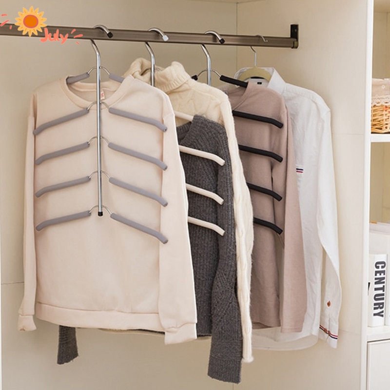 5 Multi Layer Clothes Hanger Multi-Function Hanging Storage Holder Non-Slip Clothes Rack for Coat Shirt Scarf Hanger Organizer