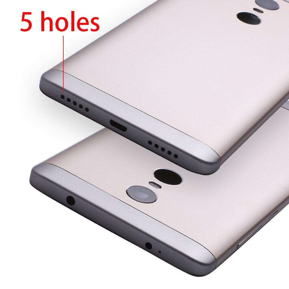 Carcasa trasera Original para Xiaomi Redmi Note 4 versión Global/Note 4X carcasa trasera metálica para batería + botones de la cámara de vidrio