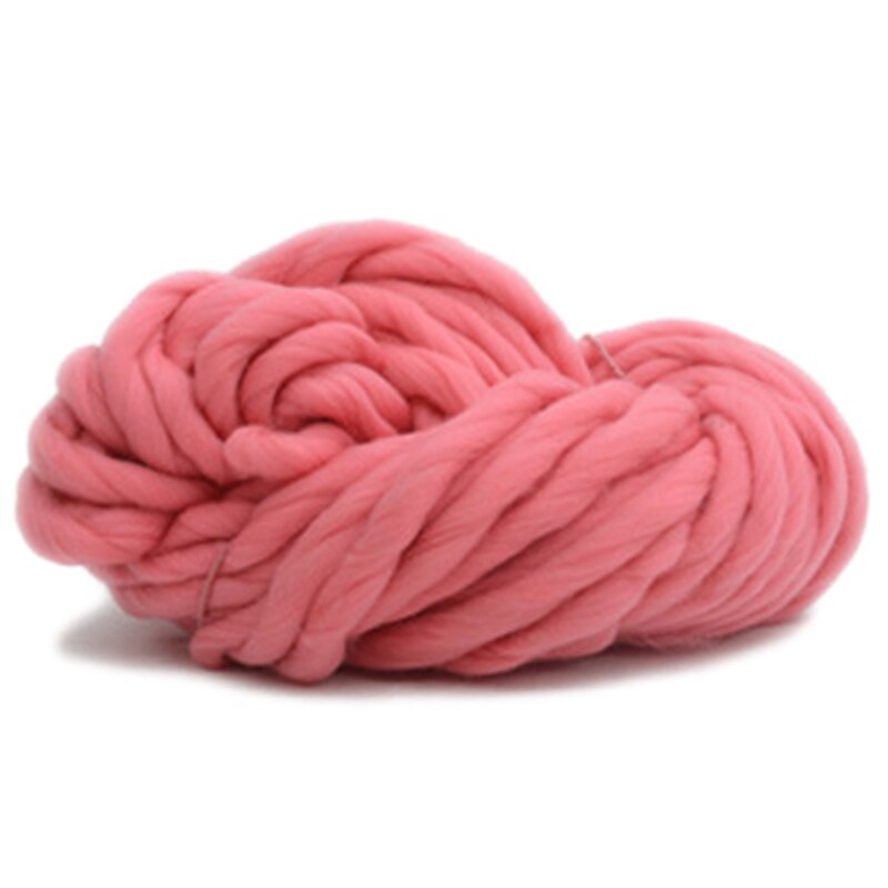 Super tykt uldnet chunky garn voluminøst roving stort hånd strikke tæppe garn til spinding hånd strik hækling: Vandmelon pink