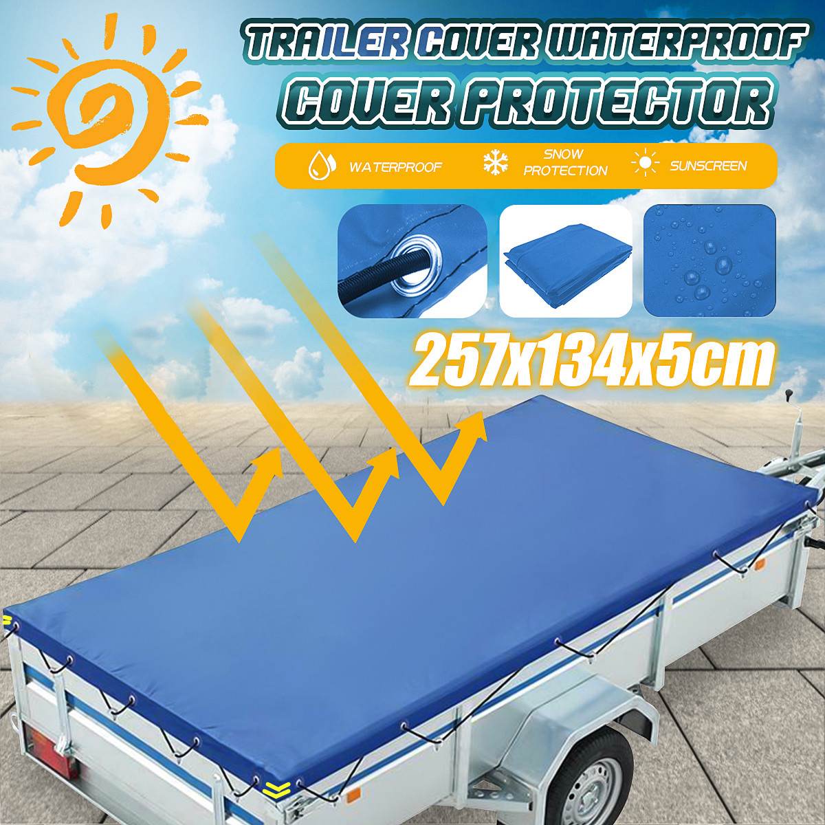 Sammenklappeligt trailerdæksel udendørs rejse camper vandtæt vindtæt støvtæt beskyttelsesdæksel tarp canopy med reb anti-uv