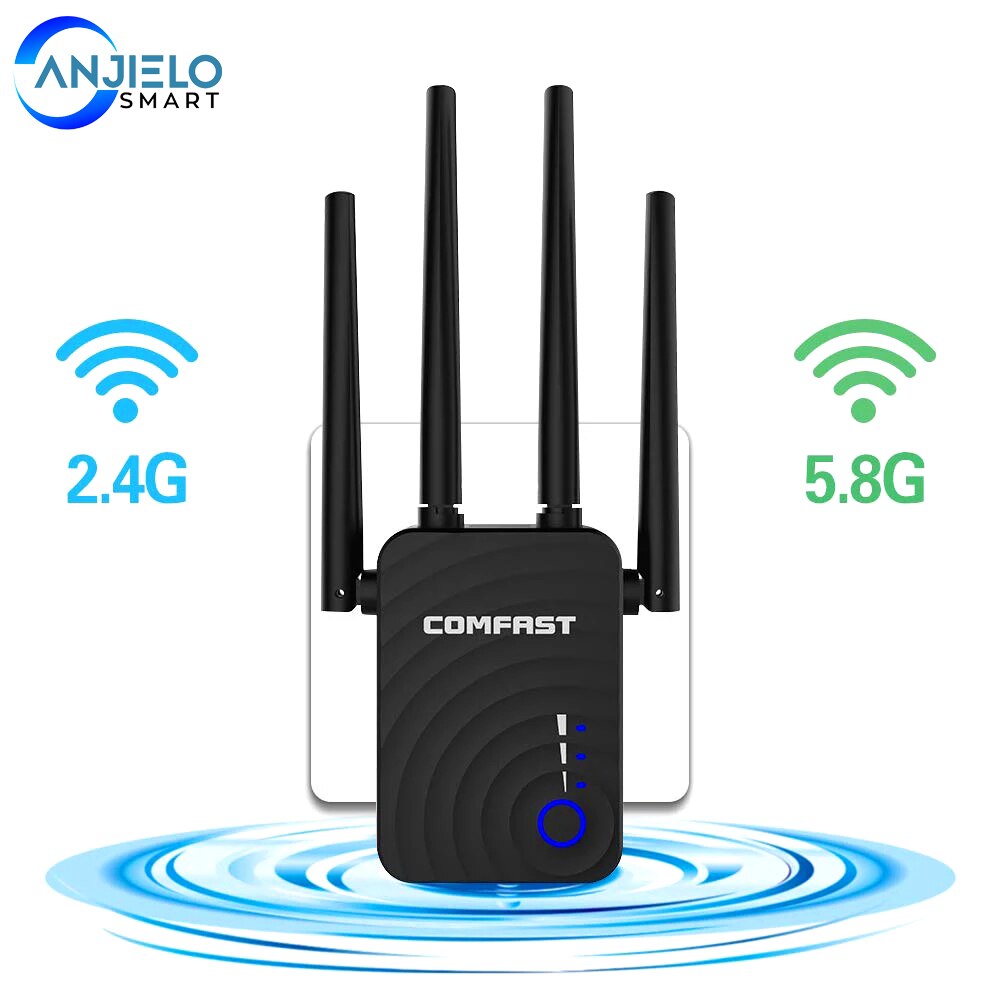 1200Mbps Draadloze Wifi Extender Repeater/Router/Ap Dual Band 2.4 & 5.8Ghz 4 Antenne Lange Afstand signaal Versterker