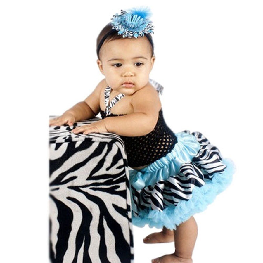 Baby skirt set newborn tutu headband summer clothes zebra print chiffon