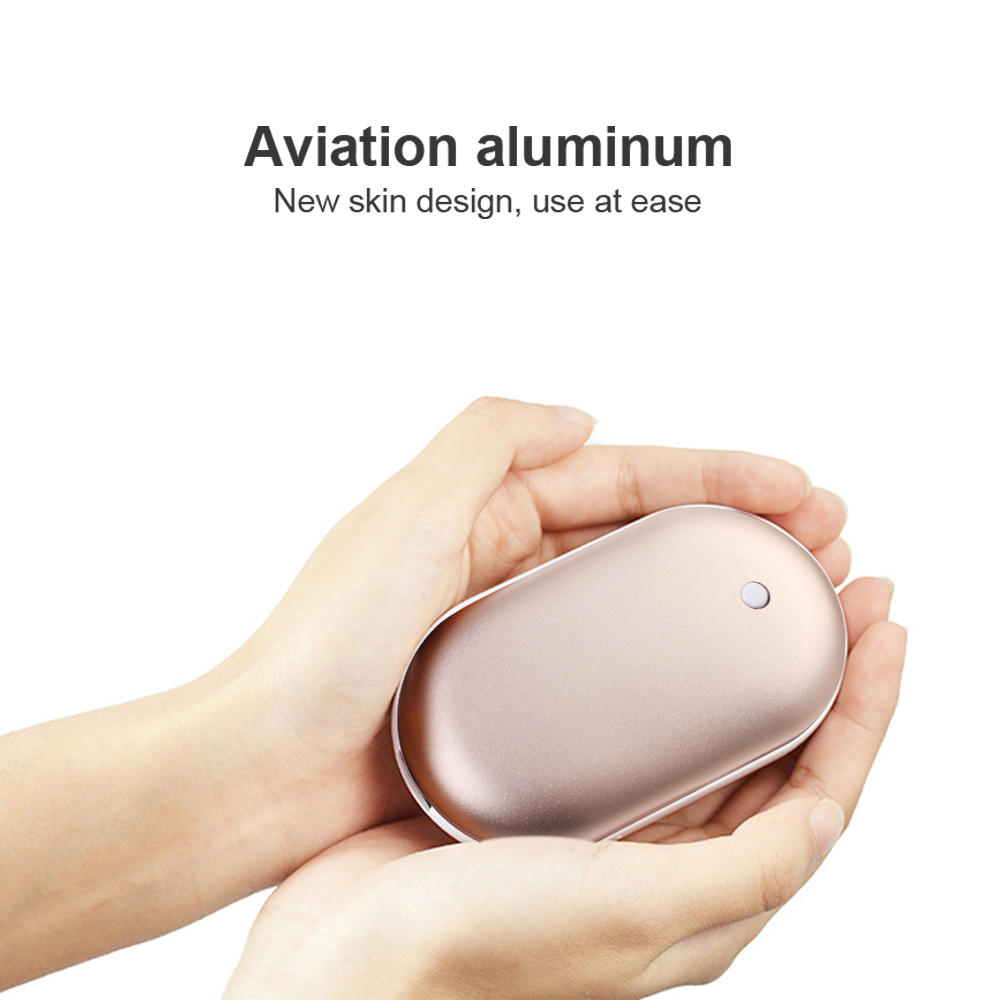 Portátil 5200mAh USB recargable 2 en 1 calentador de manos eléctrico banco de energía de invierno rápido de doble cara de calefacción