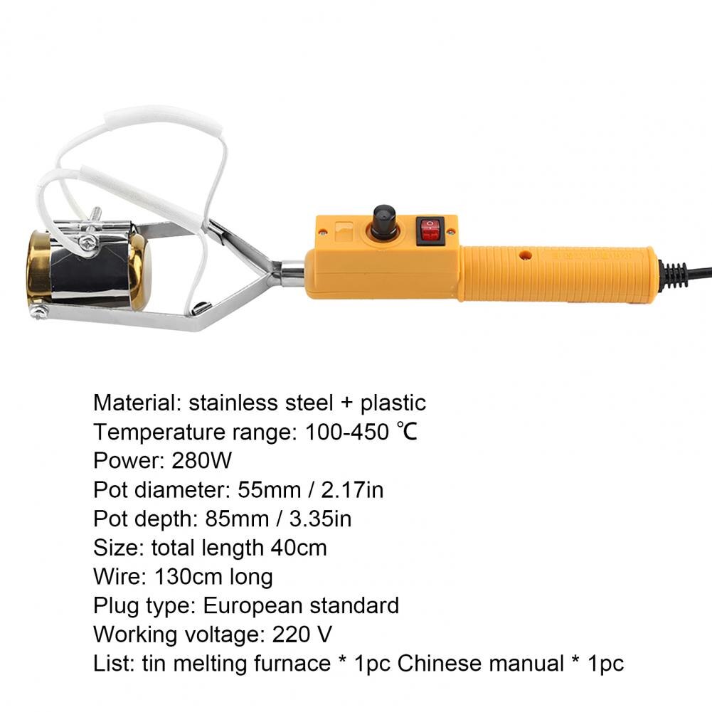 Portable Durable Tin Can Pot 280W Soldering Pot Melting Furnace Adjustable Temperature Desoldering Bath Maintenance Tool