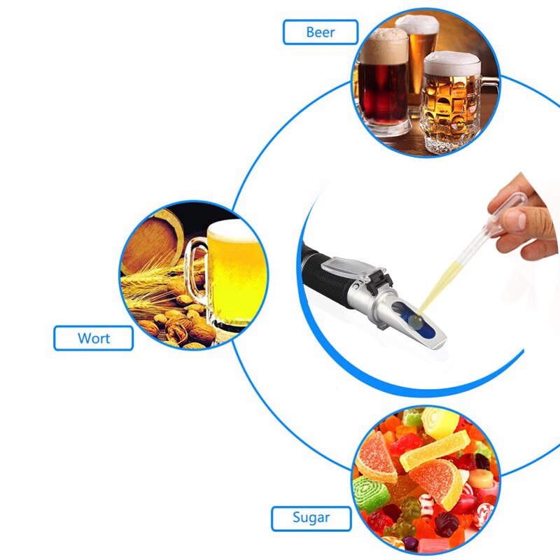 Hand-held Refractometer Single/Dual Scale Alcohol concentration meter,sugar refractometer Homebrew Beer Wort &Wine Refractometer